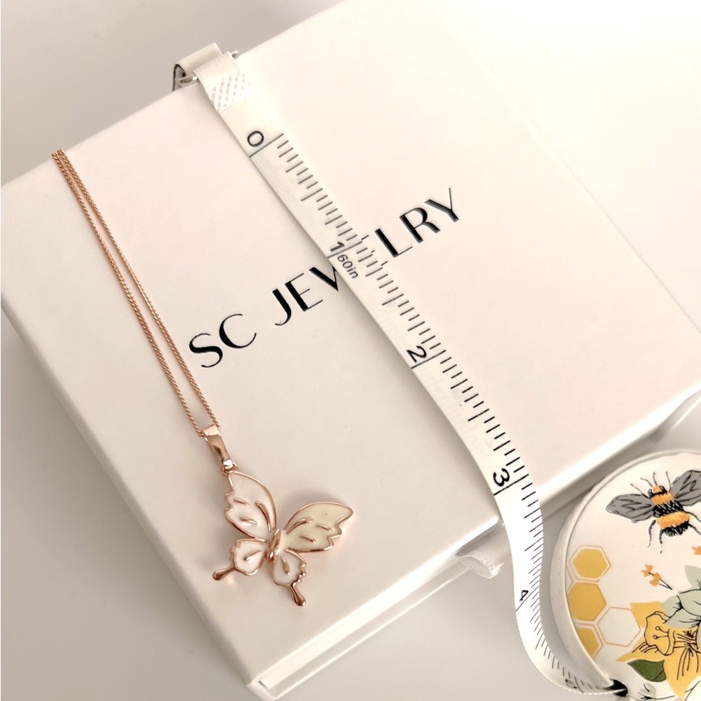 Butterfly Necklace 18k Gold Plated Rose Gold Luxury Jewelry - Picture 2 of 9
